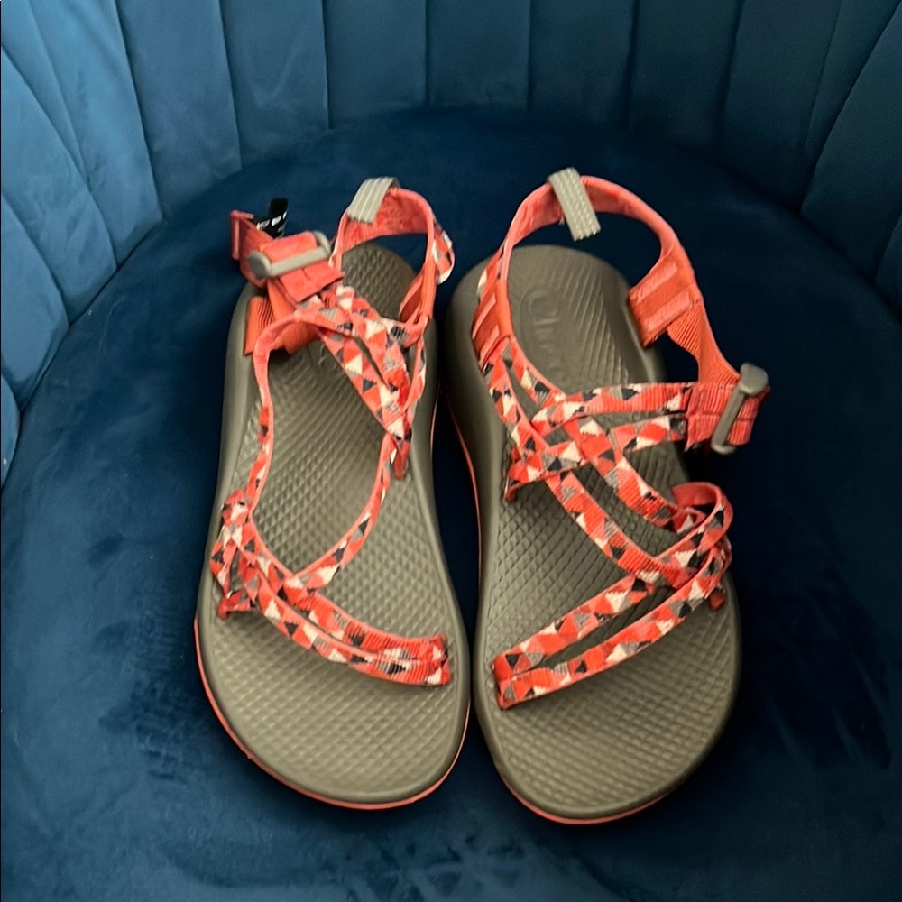 Chaco Vibrant Red and Tan Sandals
